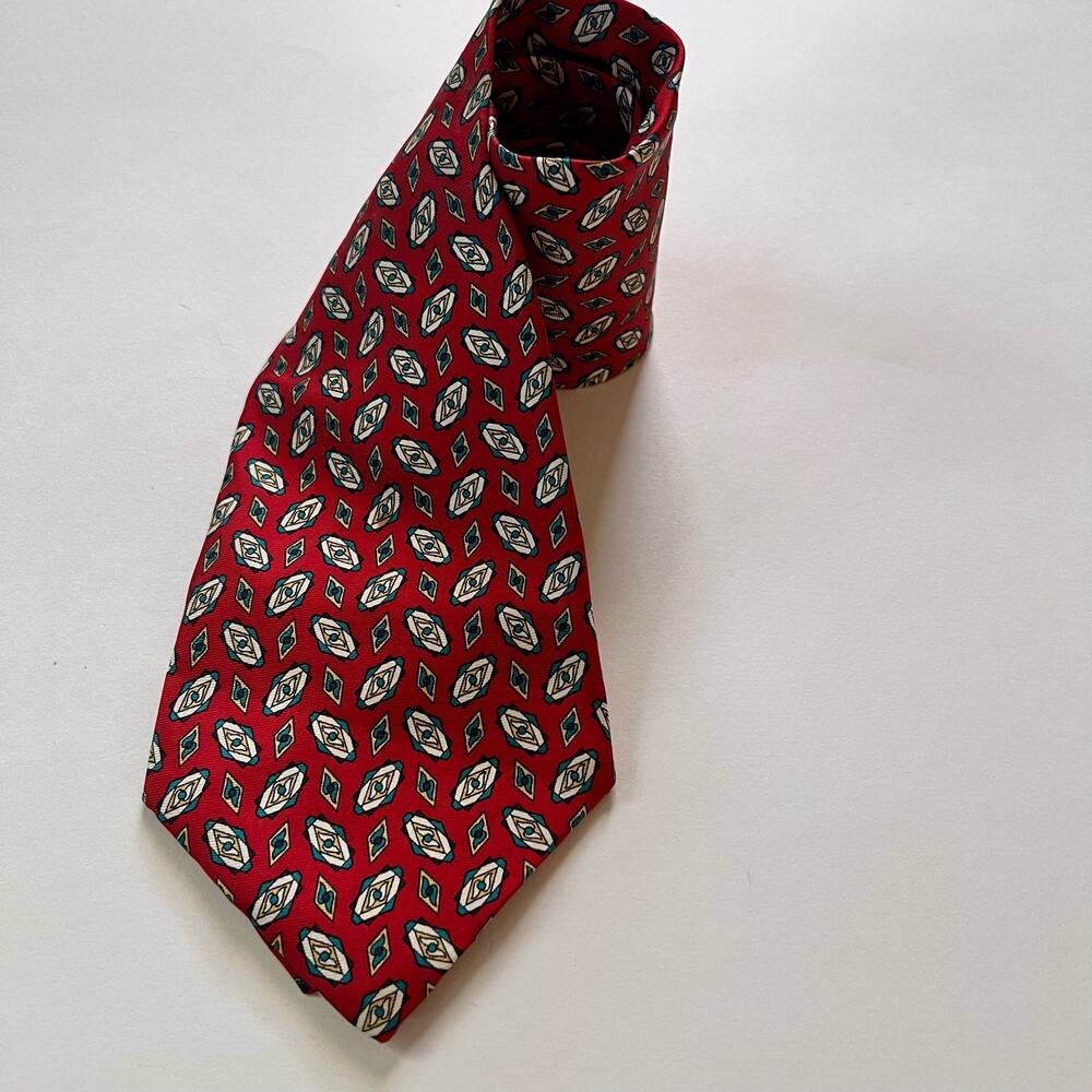 Christian Dior Vintage Silk Necktie Abstract Red
